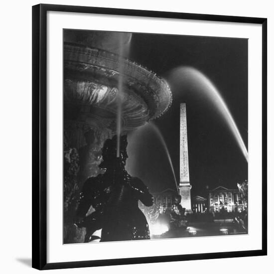 Fountains of Paris Shimmering with Light at Night-David Scherman-Framed Photographic Print