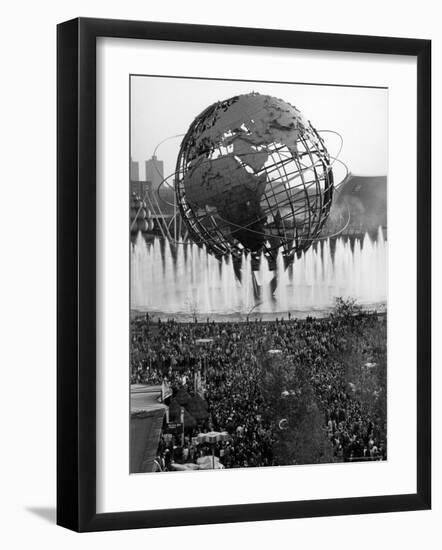 Fountains Surrounding Unisphere at New York World's Fair on Its Closing Day-Henry Groskinsky-Framed Photographic Print