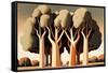 Four Abstract Big Oak Trees-Lea Faucher-Framed Stretched Canvas