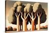 Four Abstract Big Oak Trees-Lea Faucher-Stretched Canvas