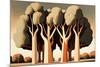 Four Abstract Big Oak Trees-Lea Faucher-Mounted Art Print