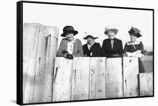 Four Adult Sisters Pose Along a Fence, Ca. 1910-null-Framed Stretched Canvas
