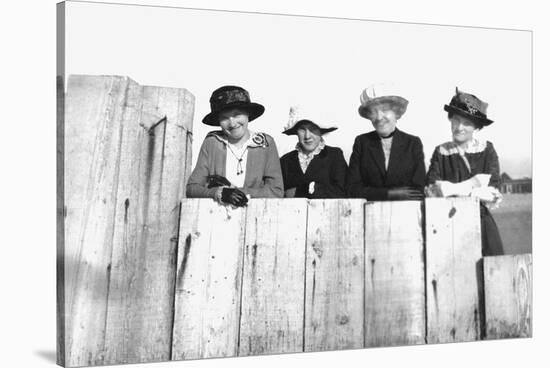 Four Adult Sisters Pose Along a Fence, Ca. 1910-null-Stretched Canvas