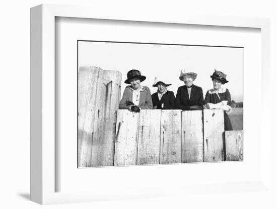 Four Adult Sisters Pose Along a Fence, Ca. 1910-null-Framed Photographic Print