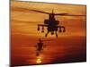 Four AH-64 Apache Anti-armor Helicopters Fly in Formation at Dusk-Stocktrek Images-Mounted Premium Photographic Print