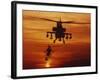 Four AH-64 Apache Anti-armor Helicopters Fly in Formation at Dusk-Stocktrek Images-Framed Photographic Print