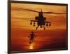 Four AH-64 Apache Anti-armor Helicopters Fly in Formation at Dusk-Stocktrek Images-Framed Photographic Print