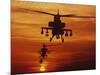 Four AH-64 Apache Anti-armor Helicopters Fly in Formation at Dusk-Stocktrek Images-Mounted Photographic Print