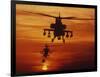 Four AH-64 Apache Anti-armor Helicopters Fly in Formation at Dusk-Stocktrek Images-Framed Photographic Print