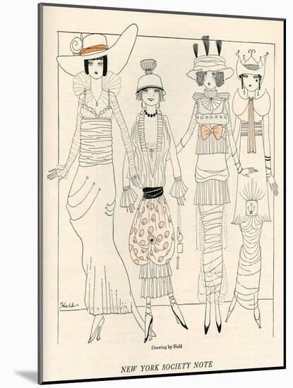 Four American Fashion Conscious Debutantes of New York-John Held-Mounted Art Print