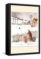 Four and Twenty Blackbirds; Children Look at Blackbirds in the Field of Snow-Randolph Caldecott-Framed Stretched Canvas