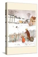 Four and Twenty Blackbirds; Children Look at Blackbirds in the Field of Snow-Randolph Caldecott-Stretched Canvas