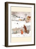 Four and Twenty Blackbirds; Children Look at Blackbirds in the Field of Snow-Randolph Caldecott-Framed Art Print