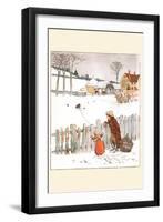 Four and Twenty Blackbirds; Children Look at Blackbirds in the Field of Snow-Randolph Caldecott-Framed Art Print