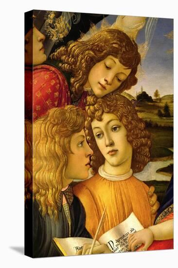 Four angels. Detail from the Coronation of the Madonna and Child (Madonna of the Magnificat).-Sandro Botticelli-Stretched Canvas