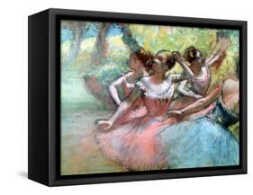 Four Ballerinas on the Stage-Edgar Degas-Framed Stretched Canvas