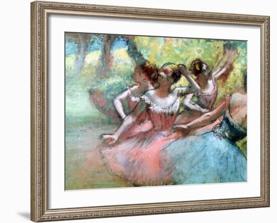 Four Ballerinas on the Stage-Edgar Degas-Framed Giclee Print