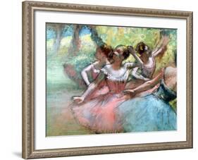 Four Ballerinas on the Stage-Edgar Degas-Framed Giclee Print