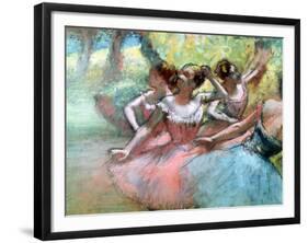 Four Ballerinas on the Stage-Edgar Degas-Framed Giclee Print