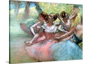 Four Ballerinas on the Stage-Edgar Degas-Stretched Canvas