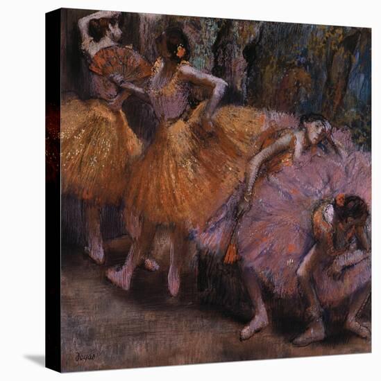 Four Ballerinas Resting-Edgar Degas-Stretched Canvas