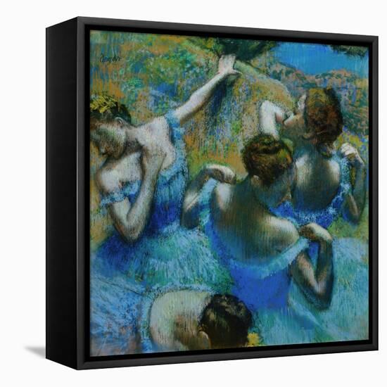 Four Ballerinas Straightening Up in the Wings-Edgar Degas-Framed Stretched Canvas