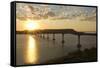 Four Bears Bridge Stretches across the Missouri River, North Dakota-Angel Wynn-Framed Stretched Canvas