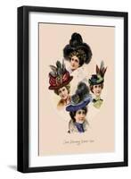 Four Becoming Winter Hats-null-Framed Art Print