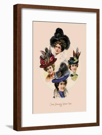 Four Becoming Winter Hats-null-Framed Art Print