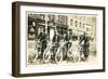 Four Bicyclists Downtown-null-Framed Art Print