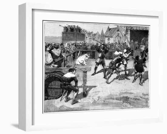 Four Blind Men Placed in a Ring to Fight a Large Pig, C14th-15th Century (1882-188)-Spex-Framed Giclee Print