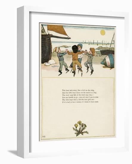 Four Boys Dancing on a Beach-Kate Greenaway-Framed Art Print