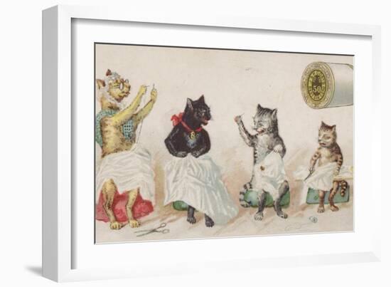 Four Busy Cats Sewing-American School-Framed Giclee Print