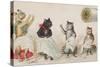 Four Busy Cats Sewing-American School-Stretched Canvas