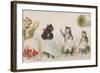 Four Busy Cats Sewing-American School-Framed Giclee Print