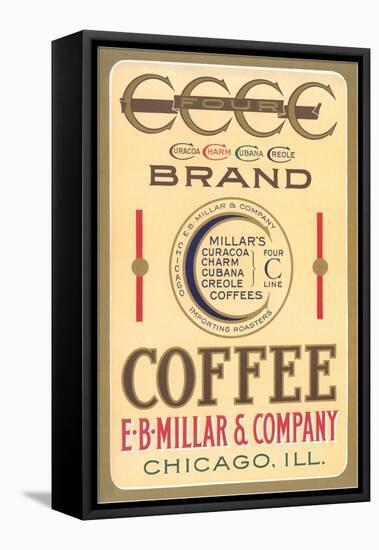 Four C Coffee Label-null-Framed Stretched Canvas