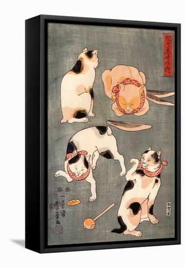 Four Cats in Different Poses-Kuniyoshi Utagawa-Framed Stretched Canvas