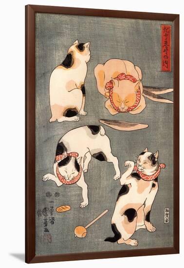 Four Cats in Different Poses-Kuniyoshi Utagawa-Framed Giclee Print