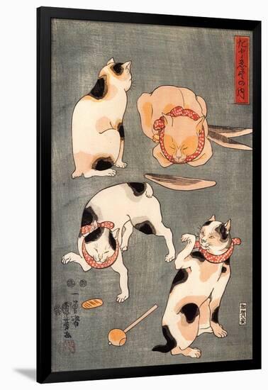 Four Cats in Different Poses-Kuniyoshi Utagawa-Framed Giclee Print