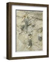 Four Children at the Seashore, 1910 (W/C on Paper)-Arthur Rackham-Framed Premium Giclee Print