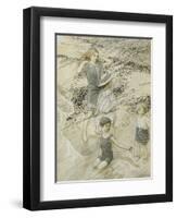 Four Children at the Seashore, 1910 (W/C on Paper)-Arthur Rackham-Framed Premium Giclee Print