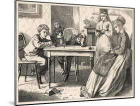 Four Children Have a Reading Lesson with their Governess-null-Mounted Art Print