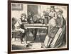 Four Children Have a Reading Lesson with their Governess-null-Framed Art Print