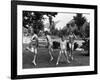 Four Children in Bathing Suits Playing with Water Sprinkler and Running Through Spray on Front Lawn-Alfred Eisenstaedt-Framed Photographic Print