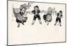 Four Children in Swiss Costume Hold Hands-null-Mounted Art Print