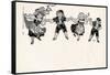 Four Children in Swiss Costume Hold Hands-null-Framed Stretched Canvas