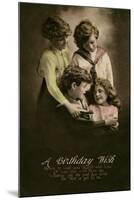 Four Children on a Birthday Postcard-null-Mounted Art Print