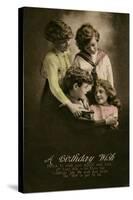 Four Children on a Birthday Postcard-null-Stretched Canvas
