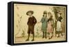 Four Children on Country Walk-HJA Miles-Framed Stretched Canvas