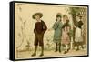 Four Children on Country Walk-HJA Miles-Framed Stretched Canvas